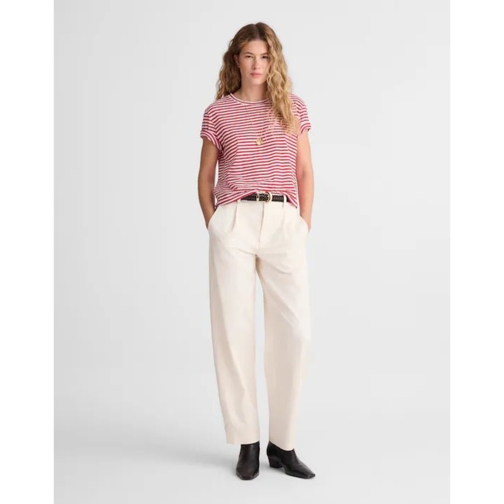 Madewell The Barrel-Leg Pant in Drapey Twill Vintage Ivory‎ Women's 14 OA016 NEW